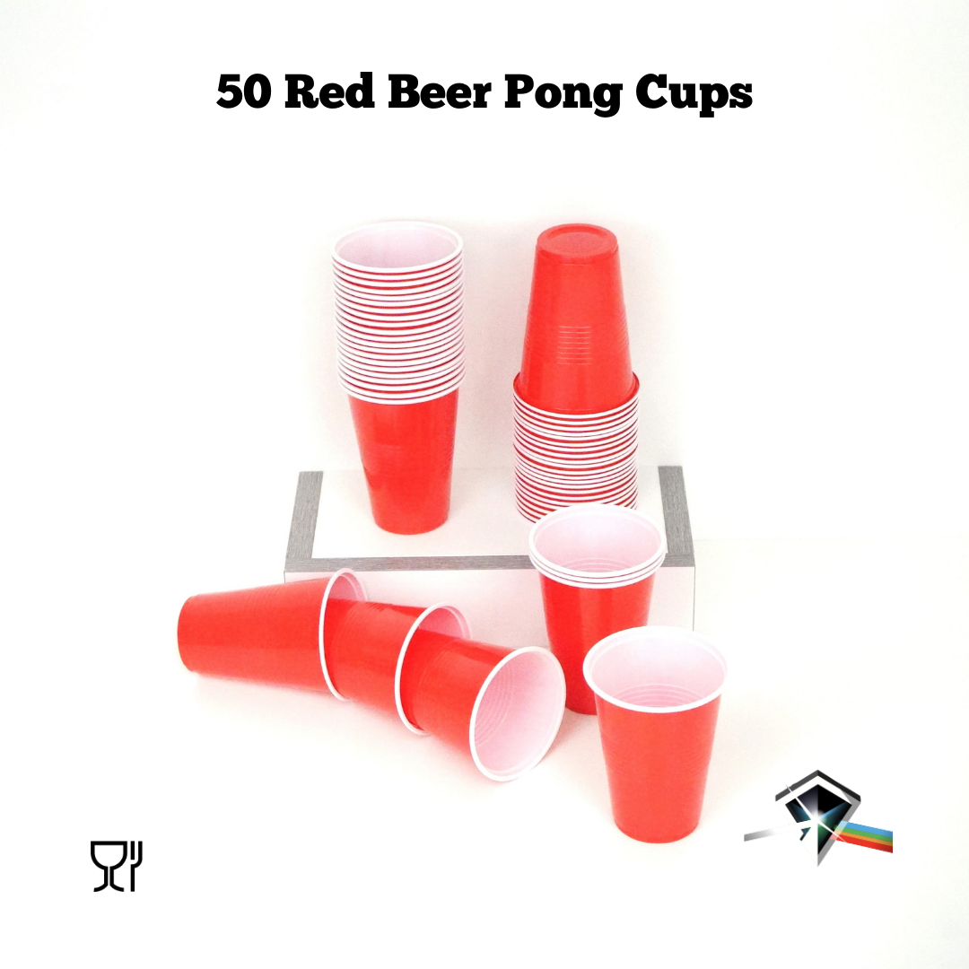 Party Cups Bundle: 100 Blue / 100 Red Beer Pong & Drinking Cups | 200 Red Shot Cups