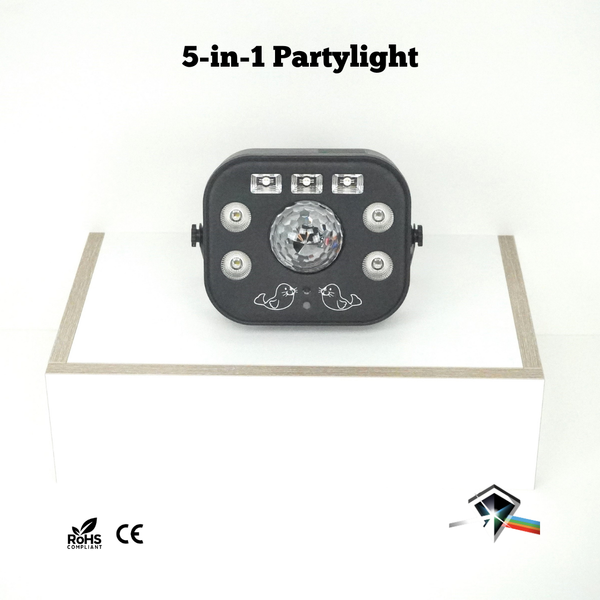 Party Lights Bundle: 2 * 5-in-1 Party Light; Laser, Flash, Magic Ball, LED and Ultraviolet | 2 * LED Par Lights; RGB Color Mixing