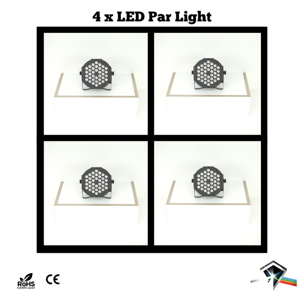 Party Lights Bundle: 4 * 36 LED Par Light with RGB Color Mixing, Strobe Effect, and Sound-Activated Lighting in 8 Colors