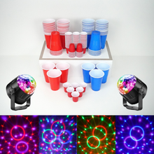 Party Cups - / Party Light Bundle: 50 Blue / 50 Red Beer Pong & Drinking Cups | 100 Red Shot Cups | 2 * Small Crystal Disco Ball Light