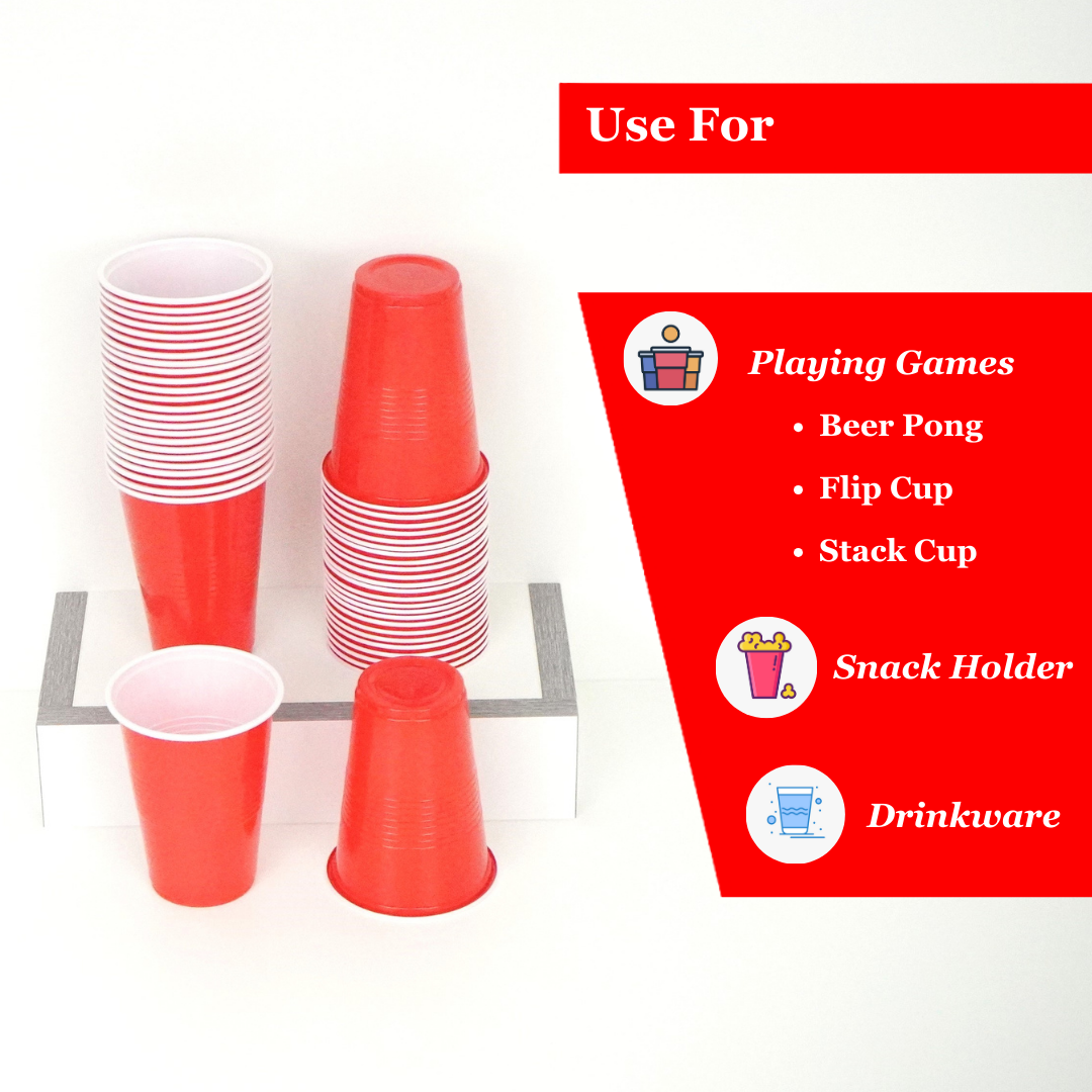 Party Cups - / Party Light Bundle: 50 Blue / 50 Red Beer Pong & Drinking Cups | 100 Red Shot Cups| 2 * 5-in-1 Party Light