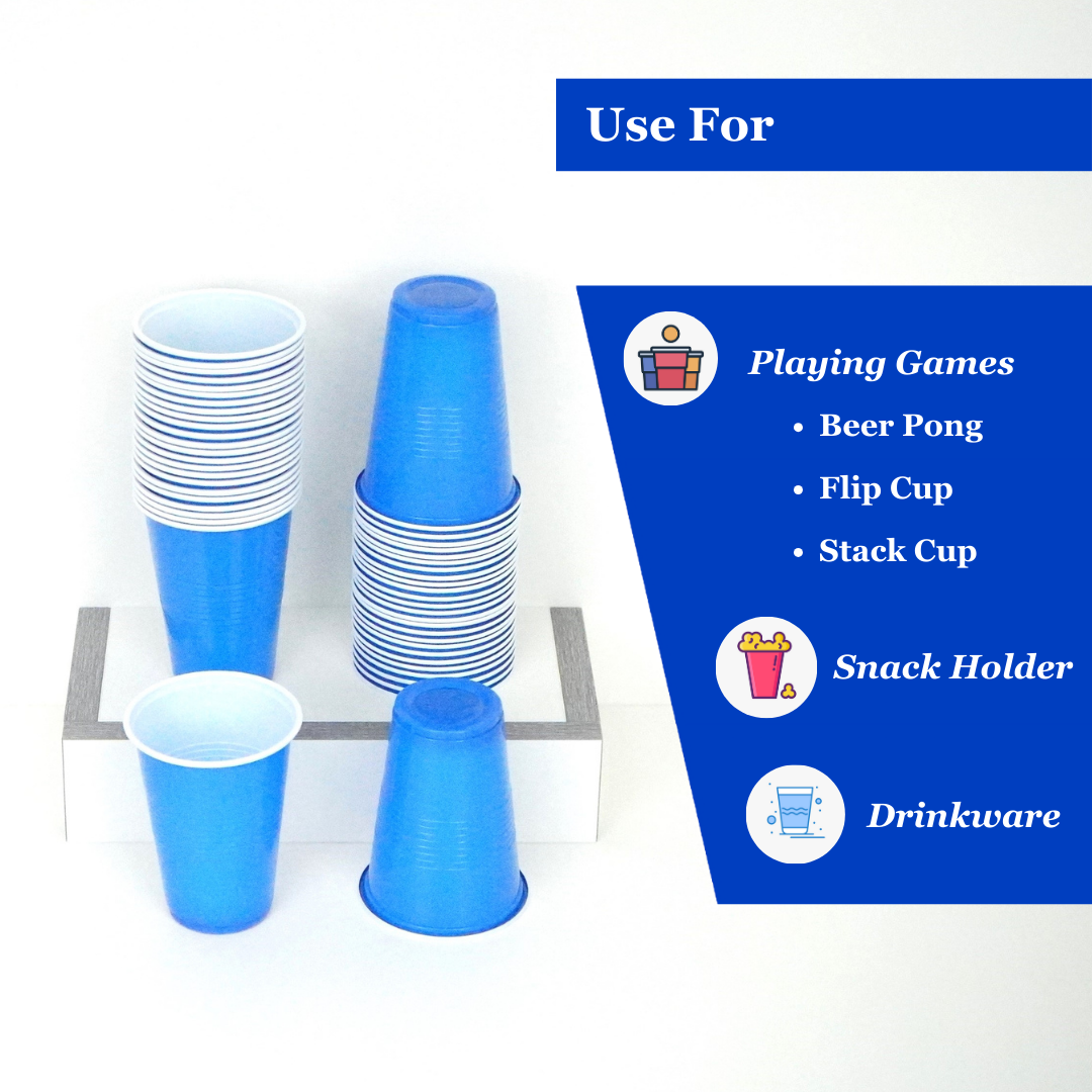 Party Cups - / Party Light Bundle: 50 Blue / 50 Red Beer Pong & Drinking Cups | 100 Red Shot Cups| 2 * 5-in-1 Party Light