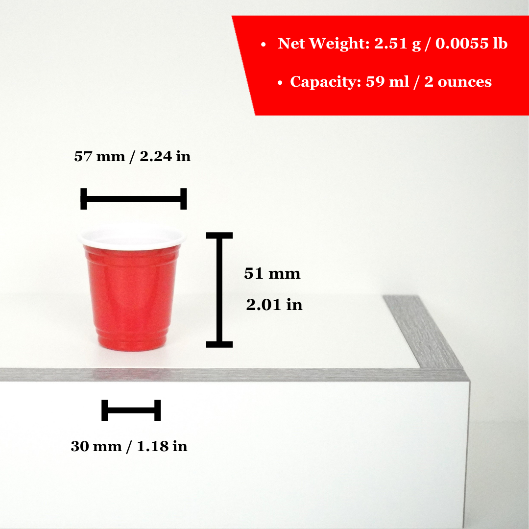 Party Cups Bundle: 50 Blue / 50 Red Beer Pong & Drinking Cups | 100 Red Shot Cups