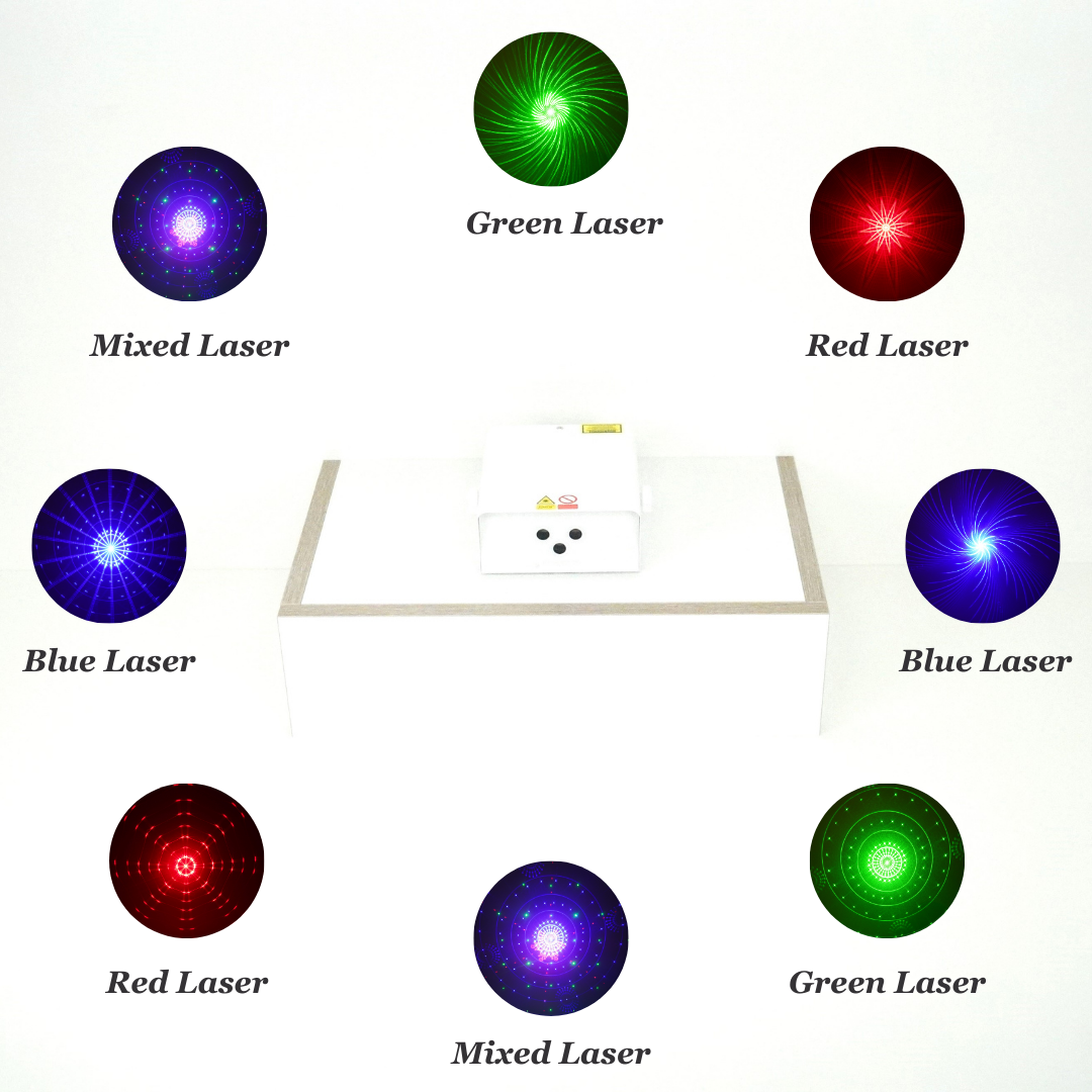 Party Lights Bundle: 2 * White Laser Light; 3-Laser with Strobe Effects | 2 * LED Par Lights; RGB Color Mixing