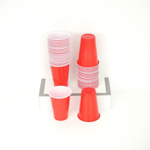 50 red beer pong cups, 16 oz capacity, made from recyclable plastic for eco-friendly use