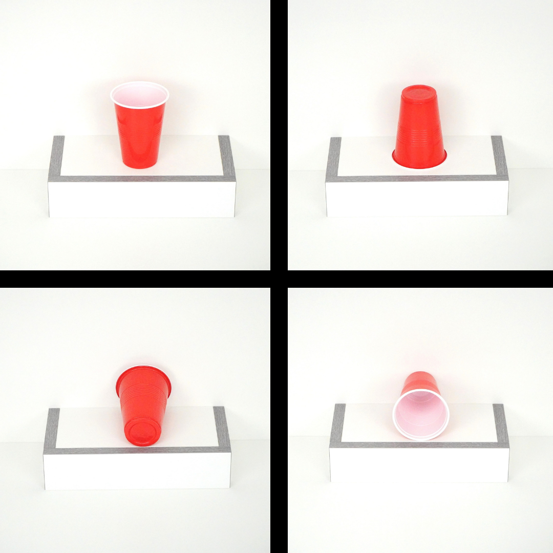 50 red beer pong cups, 16 oz capacity, shown from various angles to highlight design