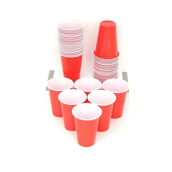 50 red beer pong cups, 16 oz capacity, washable and multiuse for various occasions