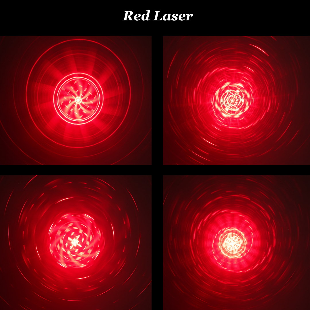 60 patterns party lights with red laser animations, showcasing vivid red laser effects