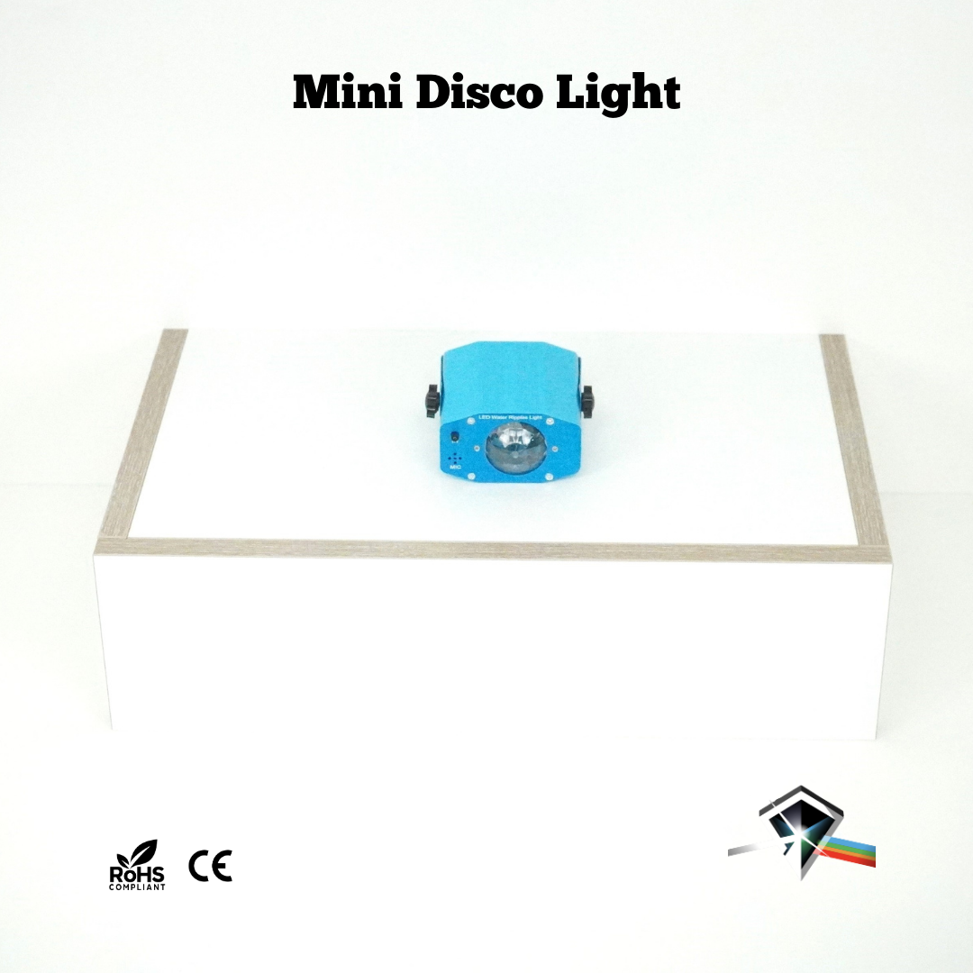 Mini disco light party front view by Neoxlite, showcasing compact design and lighting effects