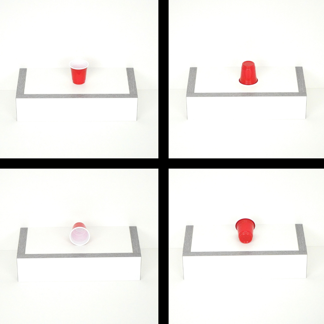 Red 2 oz shot cups shown from various angles ideal for parties and events