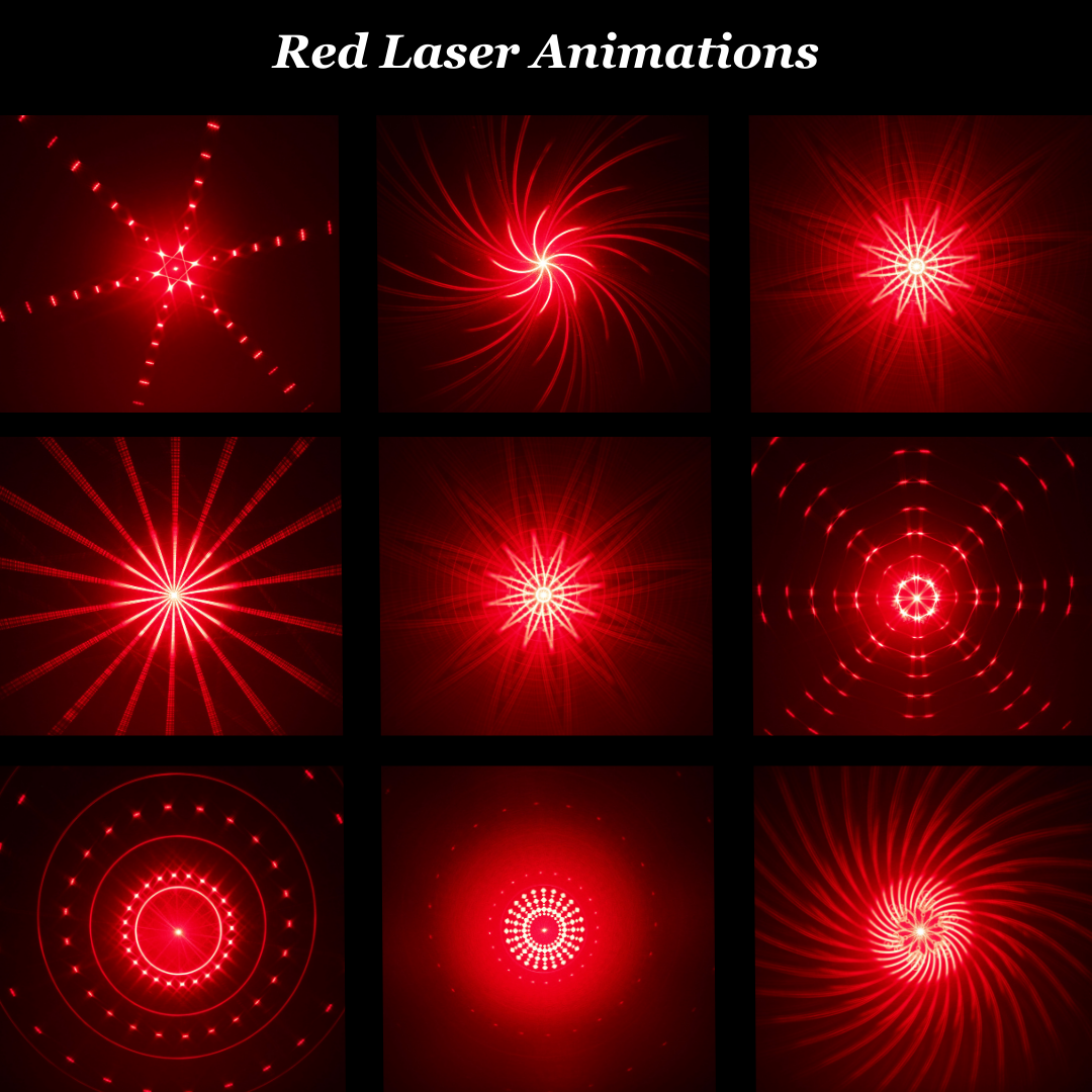 White laser party light with red laser animations, highlighting vibrant red effects